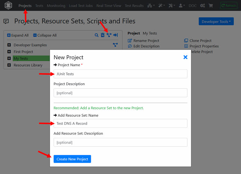 Create new Project with Resource Set
