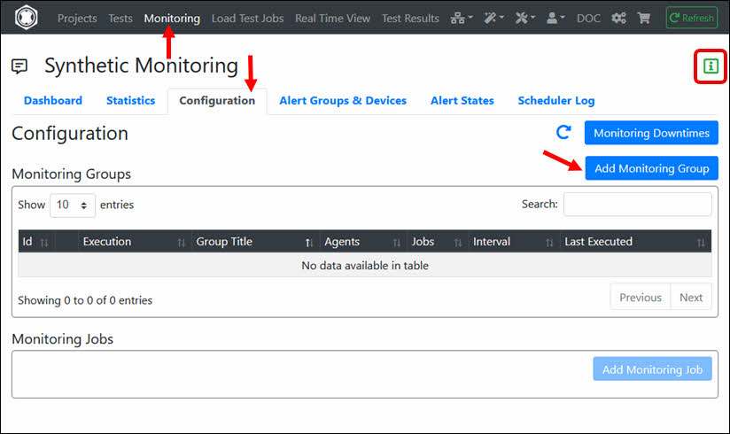 Navigate to Monitoring Configuration