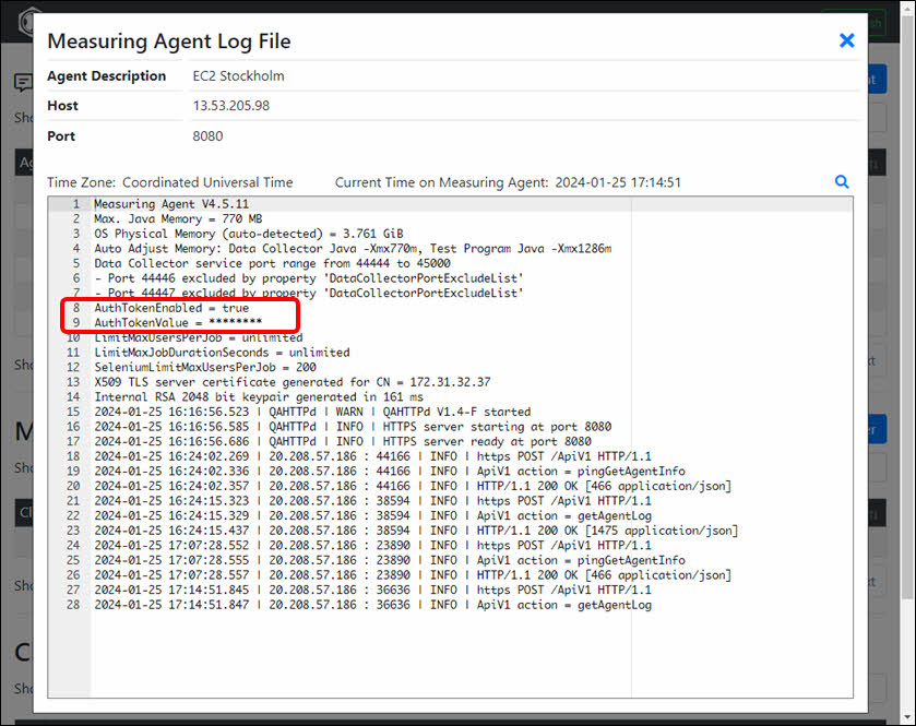 RealLoad Portal: Measuring Agent Log File